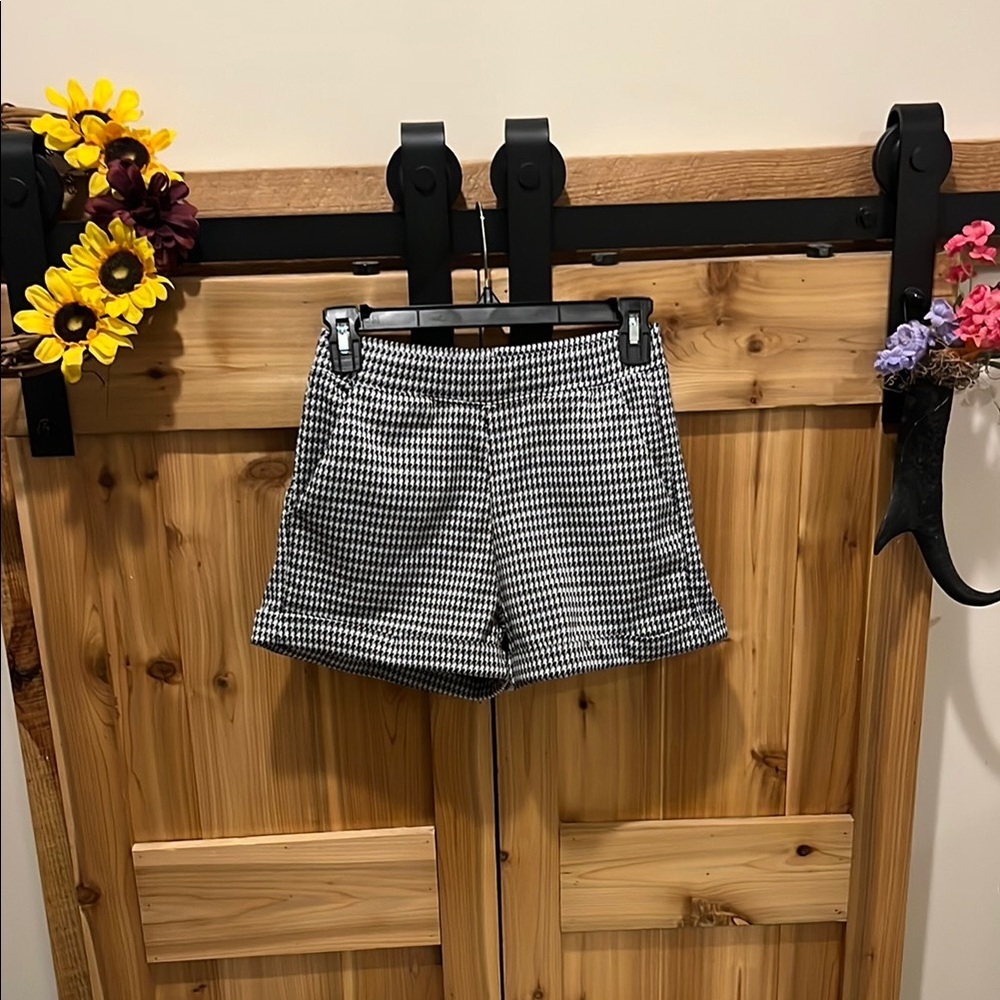 Poof! Monochrome Houndstooth High Waist Shorts